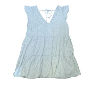 Abercrombie & Fitch Oatmeal VNeck Ruffled Sleeve Babydoll Mini Dress Size Medium
